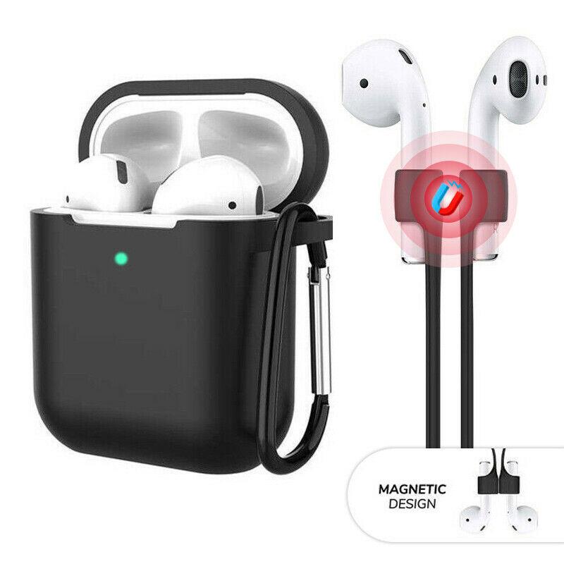 3-in-1 AirPods Silicone Case Cover Magnetic Strap Keychain for Apple AirPod 1/2 e*carat 
