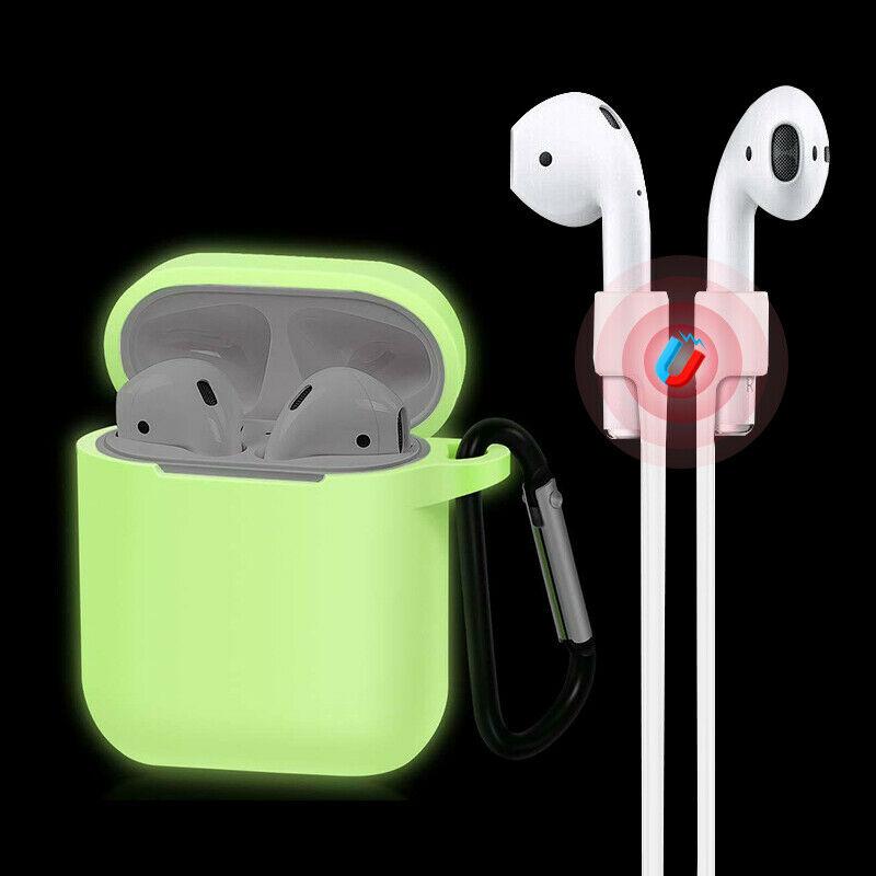 3-in-1 AirPods Silicone Case Cover Magnetic Strap Keychain for Apple AirPod 1/2 e*carat Glow-In-The-Dark 