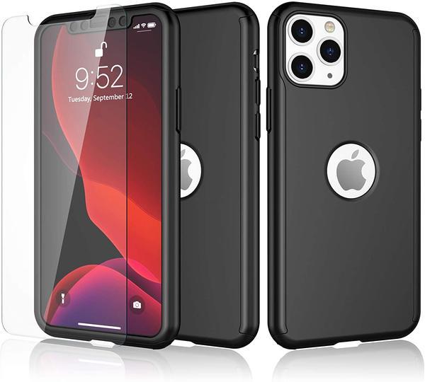 360° Full-Wrap Thin Fit For iPhone 11 iPhone Cases AtlasBling Jet Black 