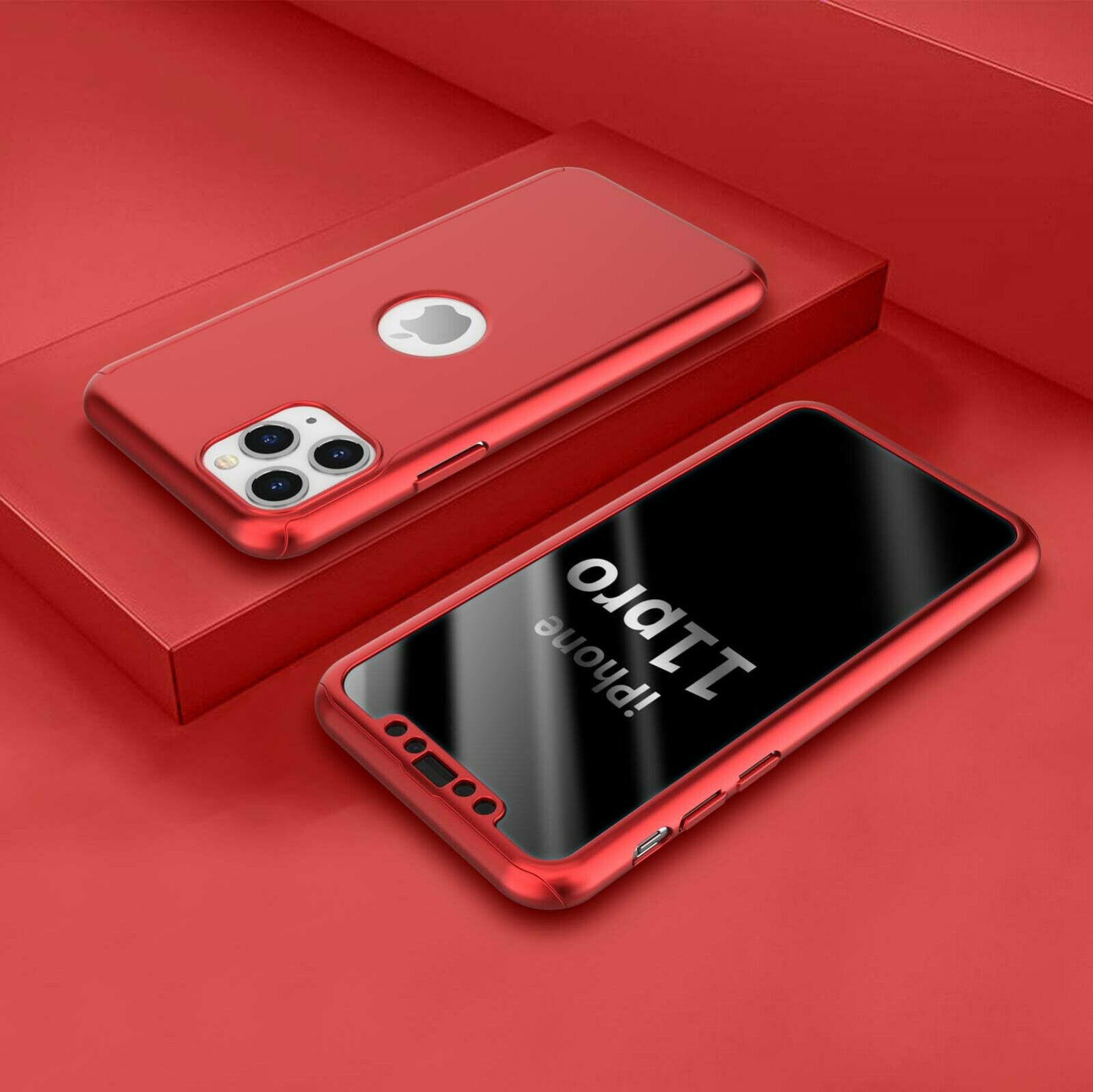 360° Full-Wrap Thin Fit For iPhone 11 Pro iPhone Cases AtlasBling Bright Red 