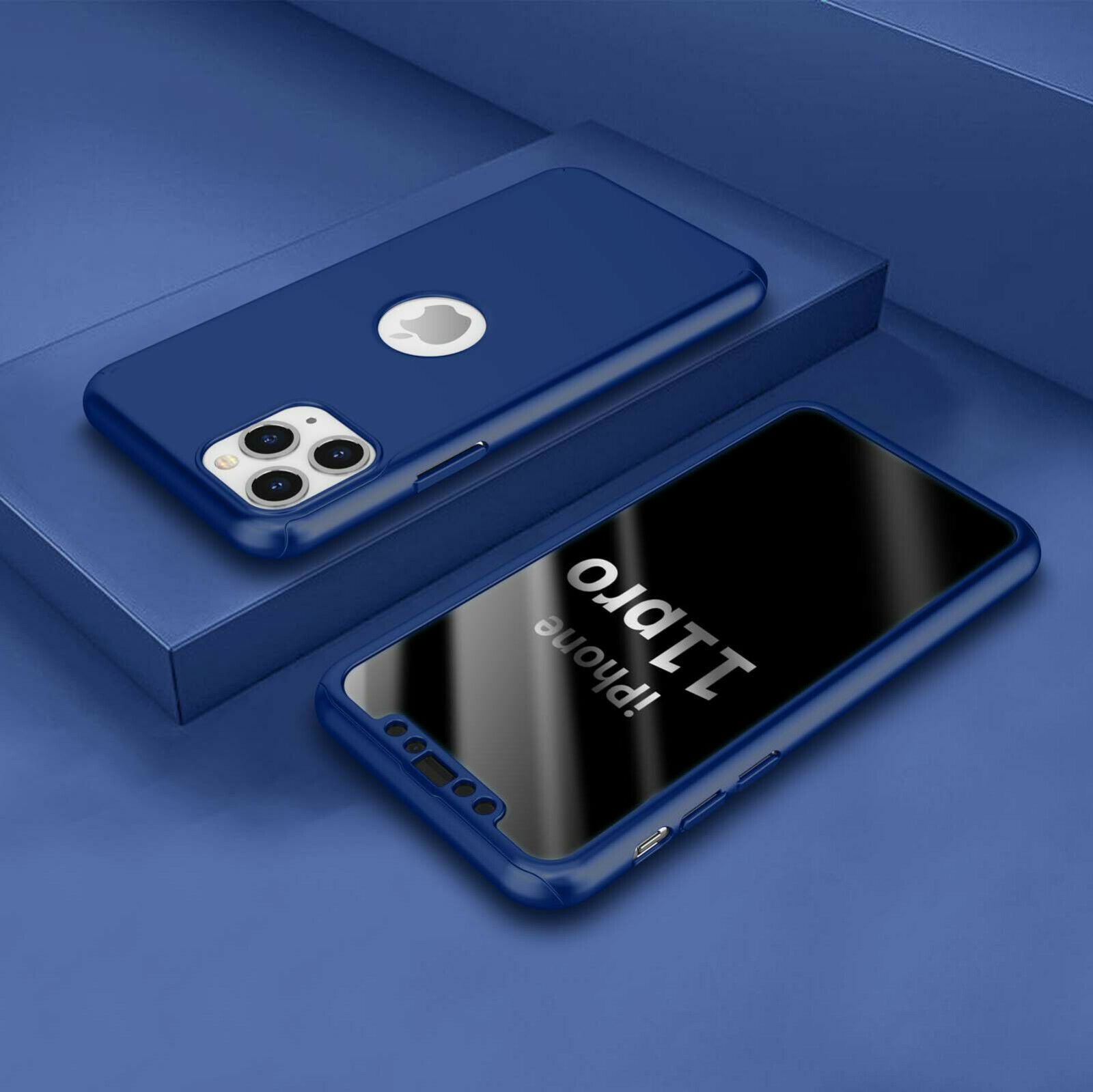 360° Full-Wrap Thin Fit For iPhone 11 Pro iPhone Cases AtlasBling Dark Blue 