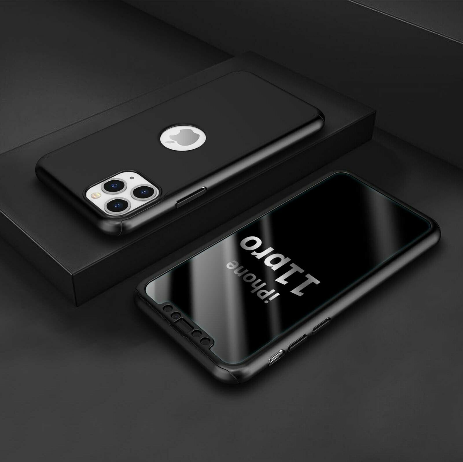 360° Full-Wrap Thin Fit For iPhone 11 Pro iPhone Cases AtlasBling Jet Black 
