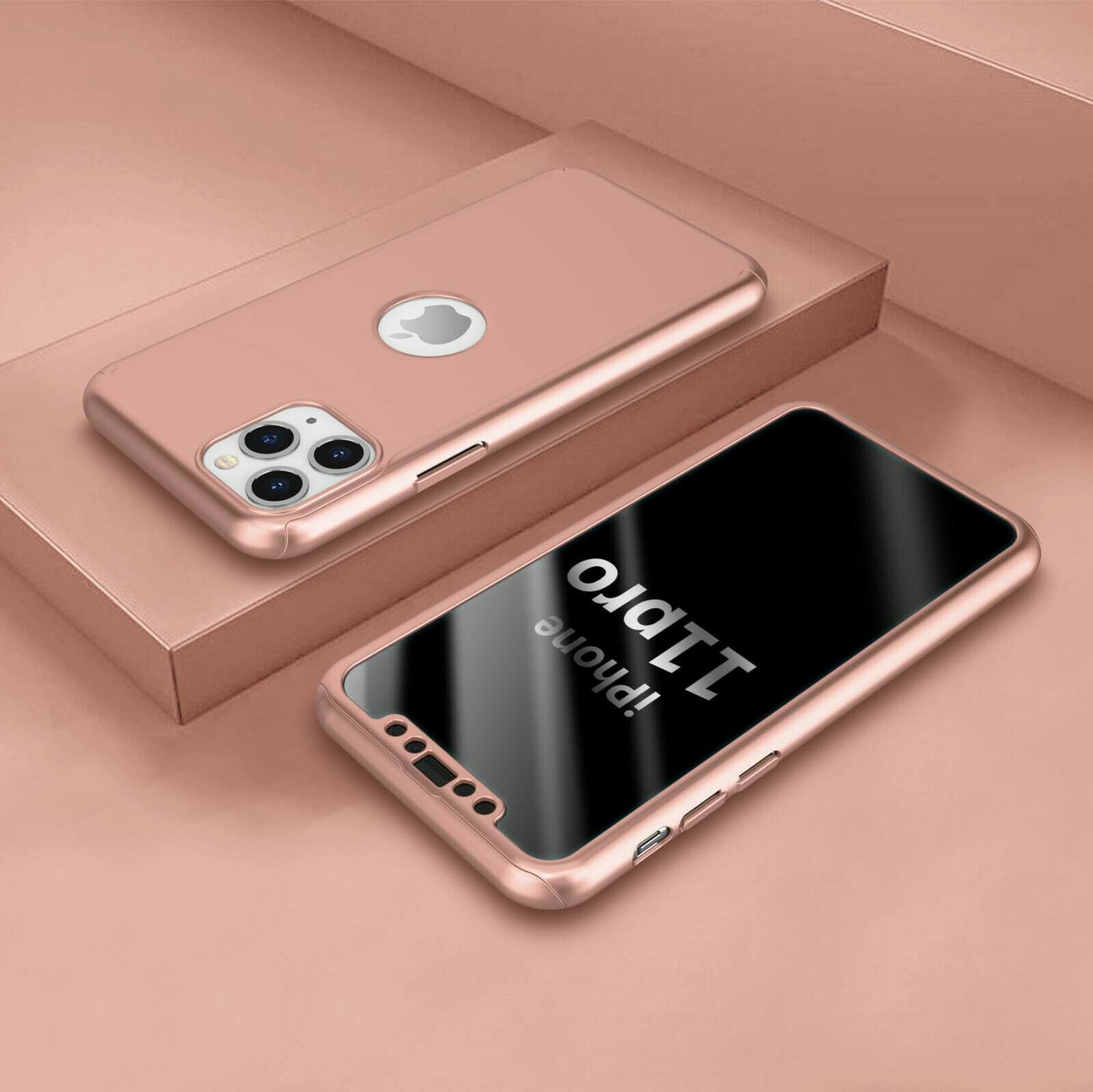 360° Full-Wrap Thin Fit For iPhone 11 Pro iPhone Cases AtlasBling Rose Gold 