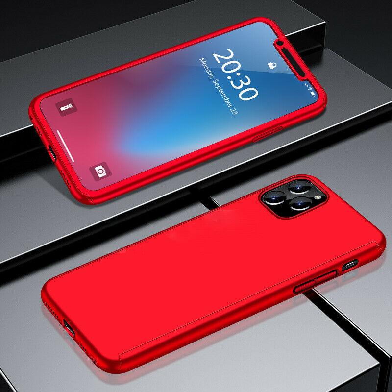360° Full-Wrap Thin Fit For iPhone 11 Pro Max iPhone Cases AtlasBling Bright Red 