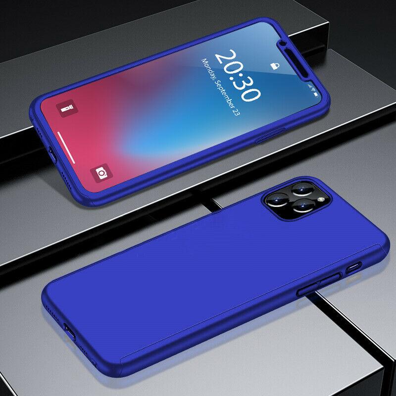 360° Full-Wrap Thin Fit For iPhone 11 Pro Max iPhone Cases AtlasBling Dark Blue 
