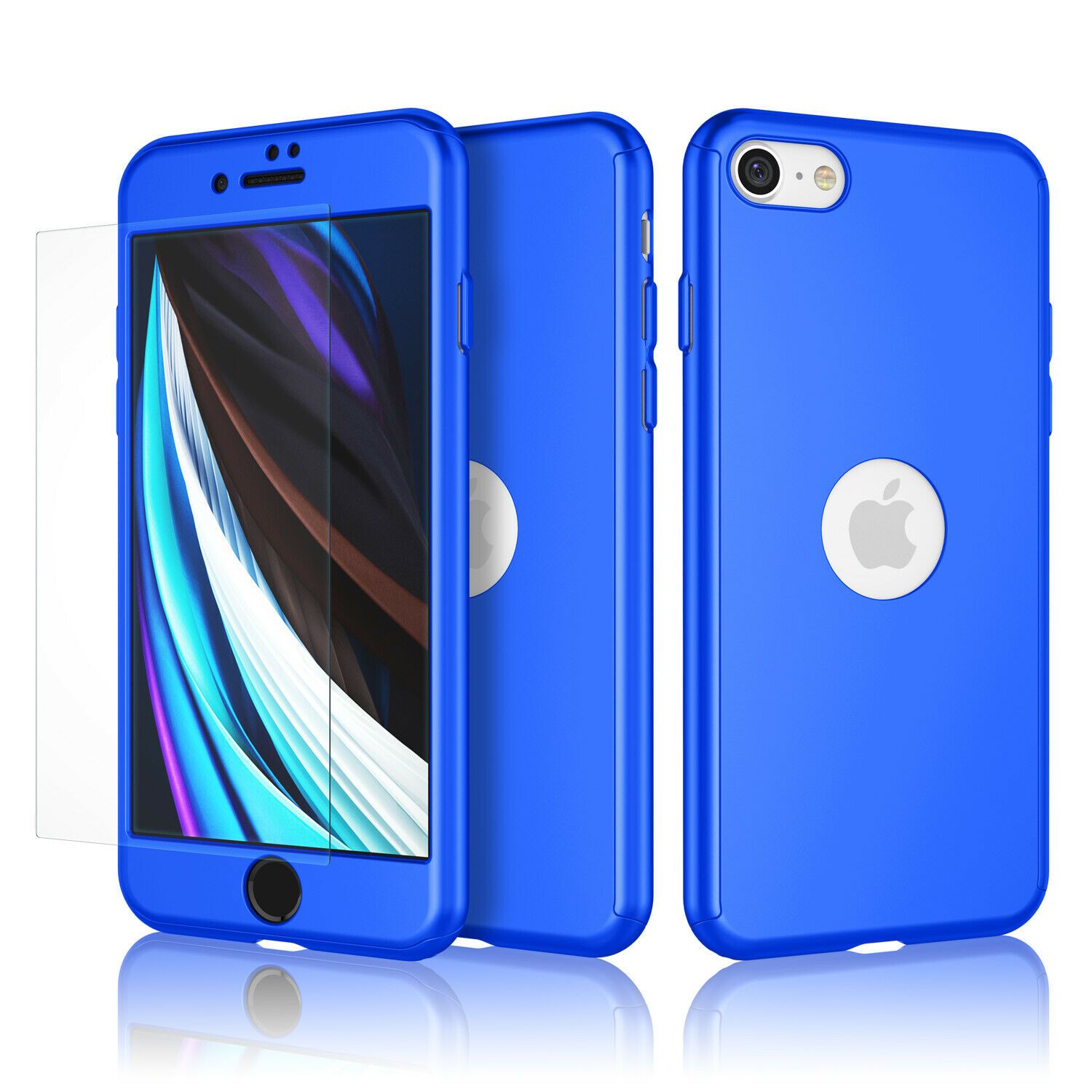 360° Full-Wrap Thin Fit For iPhone 7 / 8 / SE-2020 iPhone Cases AtlasBling Dark Blue 