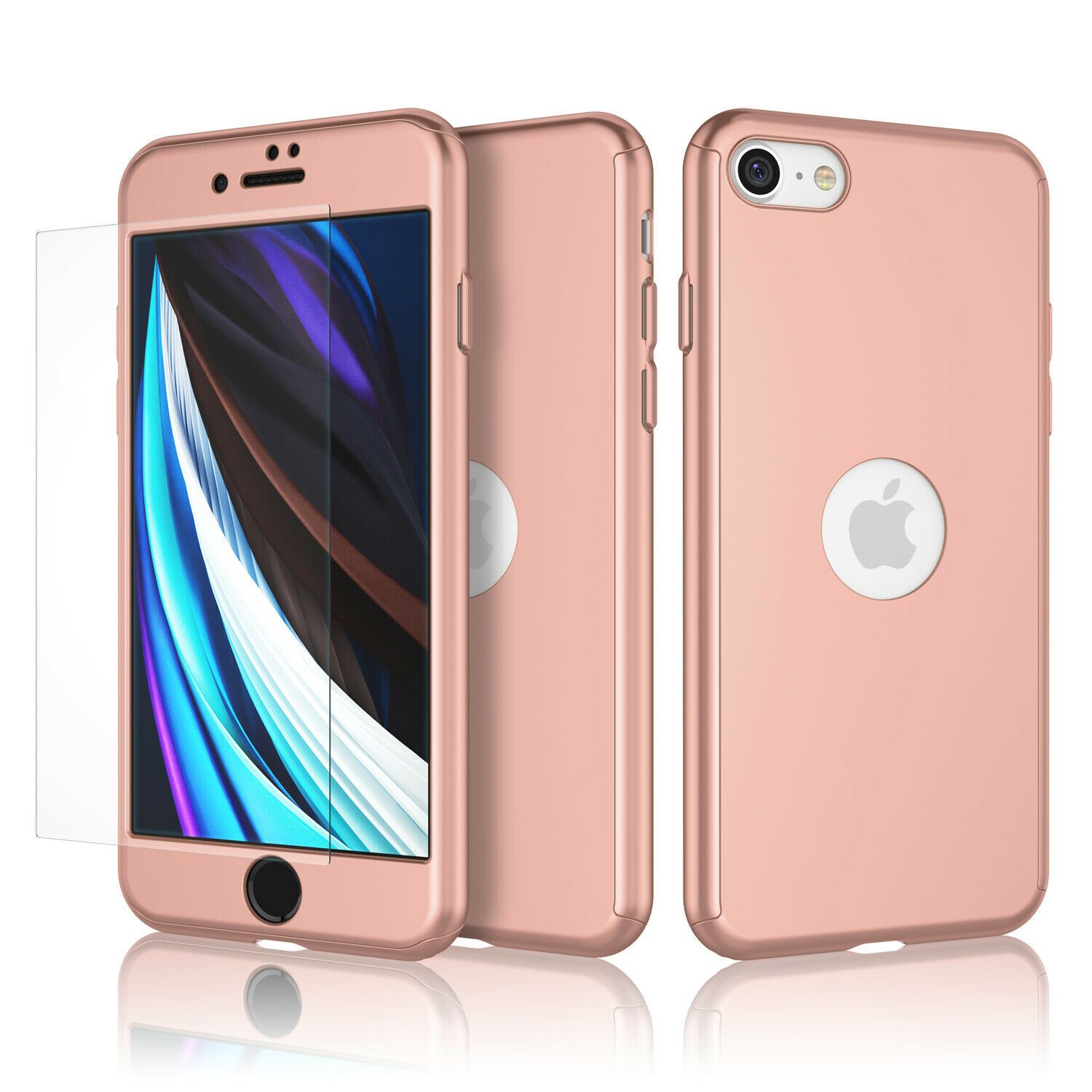 360° Full-Wrap Thin Fit For iPhone 7 / 8 / SE-2020 iPhone Cases AtlasBling Rose Gold 