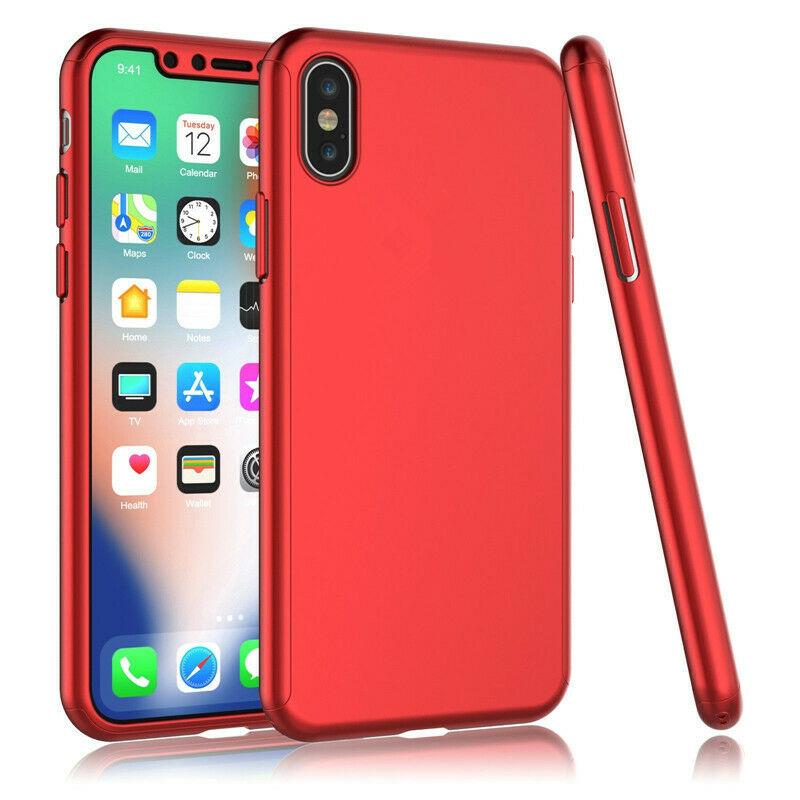 360° Full-Wrap Thin Fit For iPhone X / Xs iPhone Cases AtlasBling Bright Red 