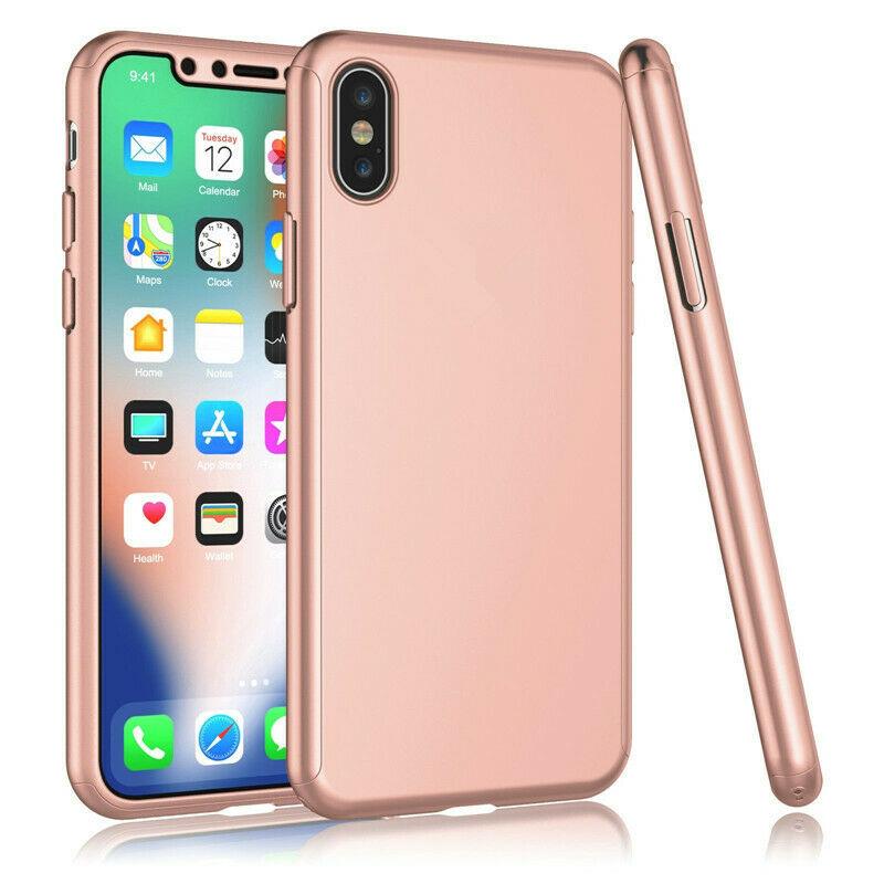 360° Full-Wrap Thin Fit For iPhone X / Xs iPhone Cases AtlasBling Rose Gold 