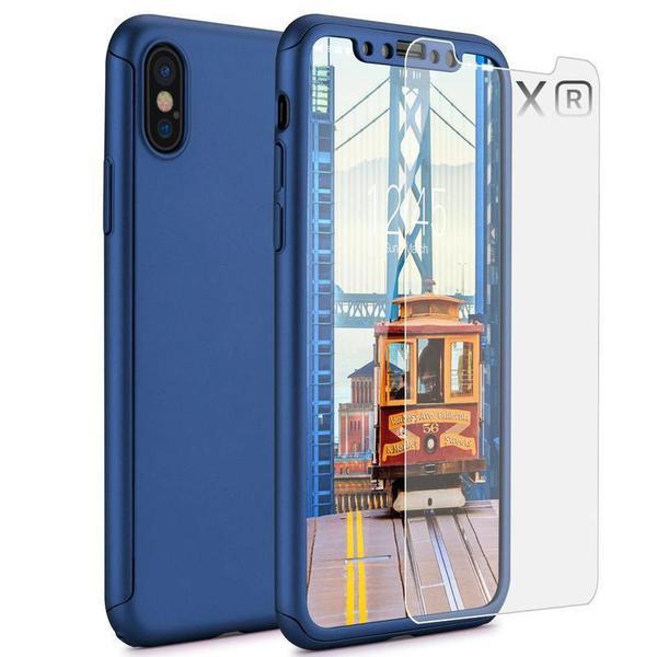 360° Full-Wrap Thin Fit For iPhone XR iPhone Cases AtlasBling Dark Blue 