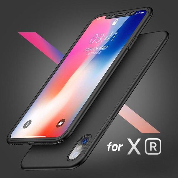 360° Full-Wrap Thin Fit For iPhone XR iPhone Cases AtlasBling Jet Black 