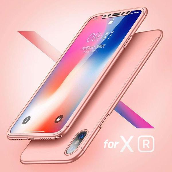 360° Full-Wrap Thin Fit For iPhone XR iPhone Cases AtlasBling Rose Gold 