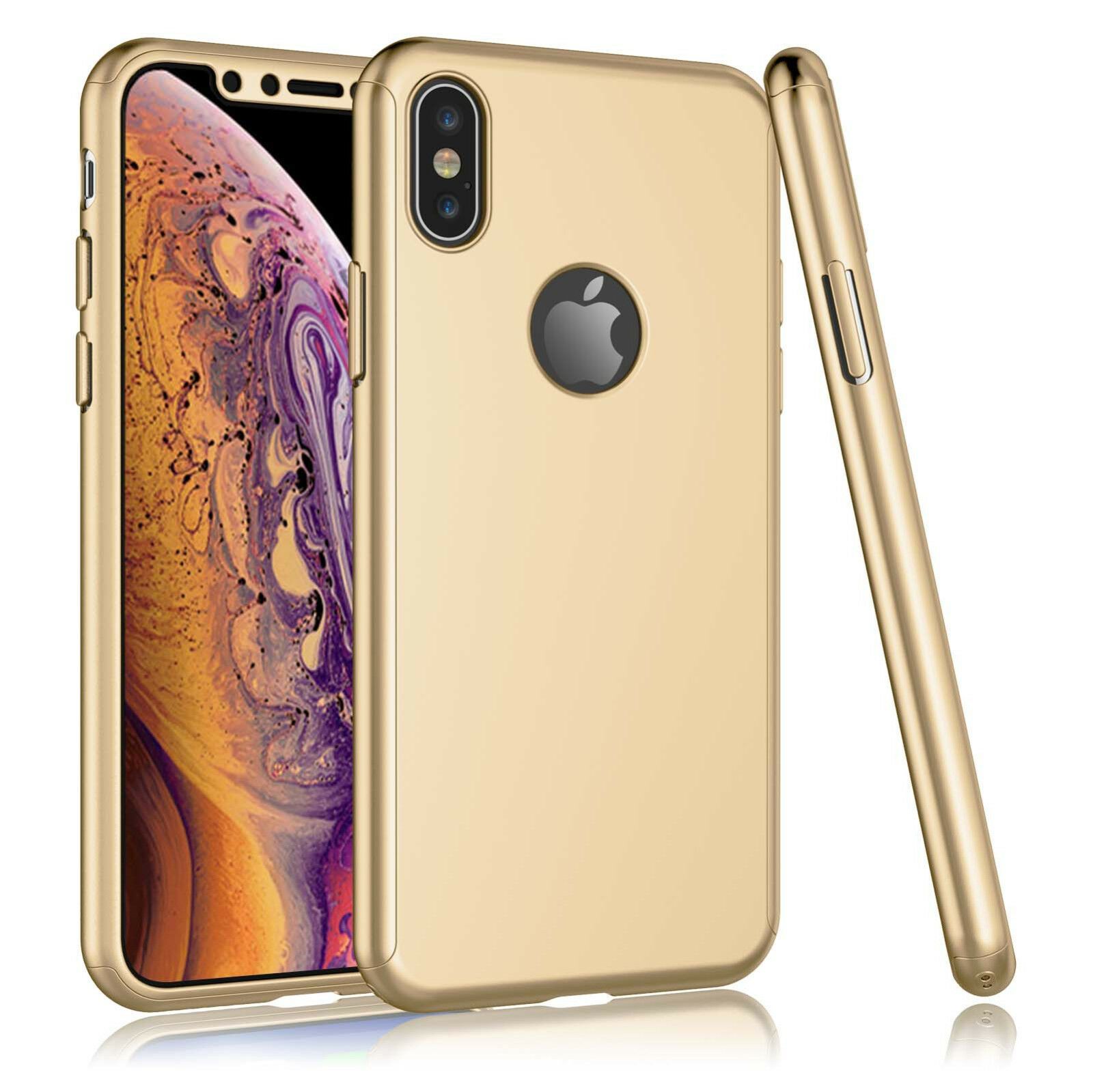 360° Full-Wrap Thin Fit For iPhone Xs Max iPhone Cases AtlasBling Gold 