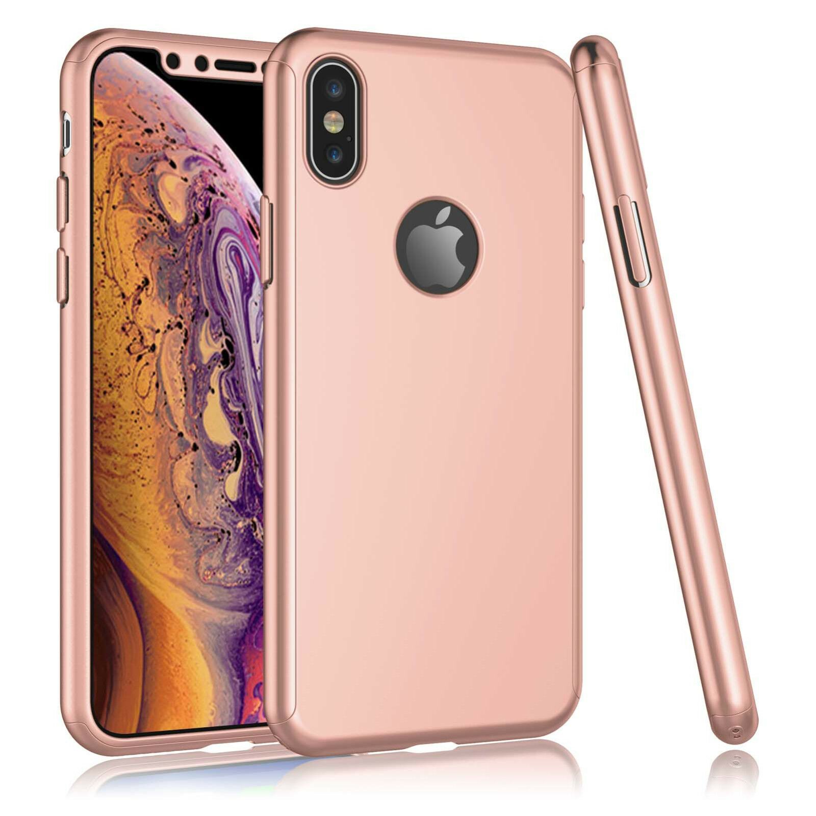 360° Full-Wrap Thin Fit For iPhone Xs Max iPhone Cases AtlasBling Rose Gold 