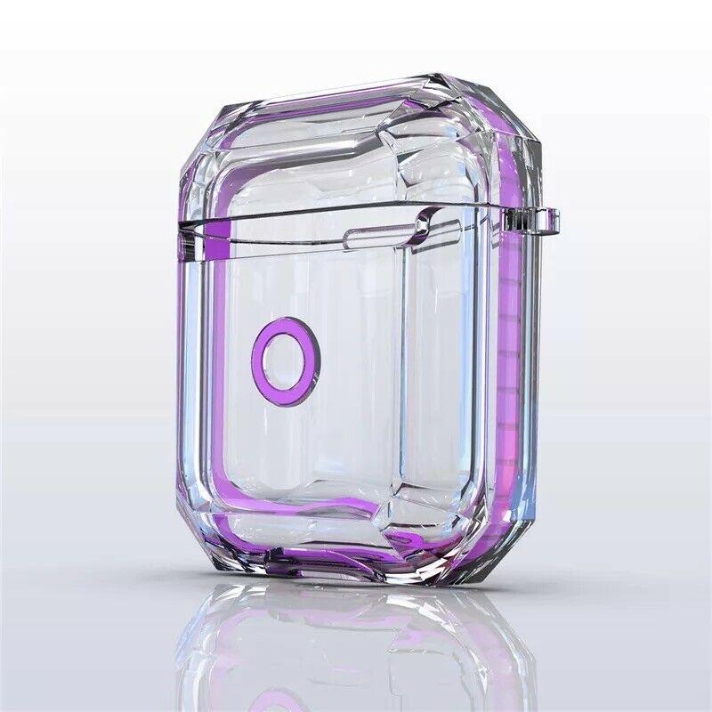 AirPods Clear Protective Case Cover Transparent For Airpod Charging Case 1/2 Gen i-mobix Purple 2nd Gen 