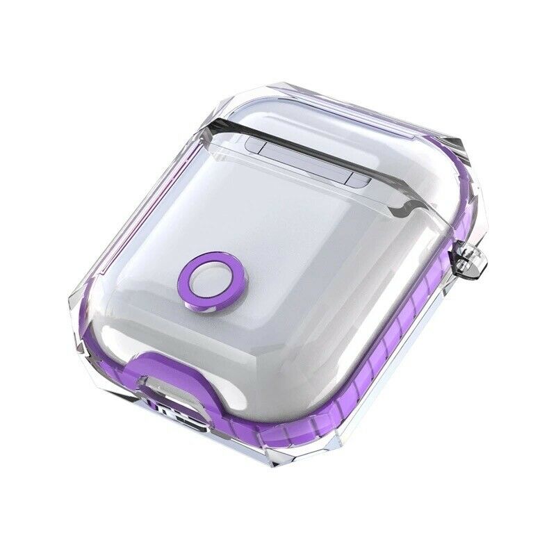 AirPods Clear Protective Case Cover Transparent For Airpod Charging Case 1/2 Gen i-mobix Purple 