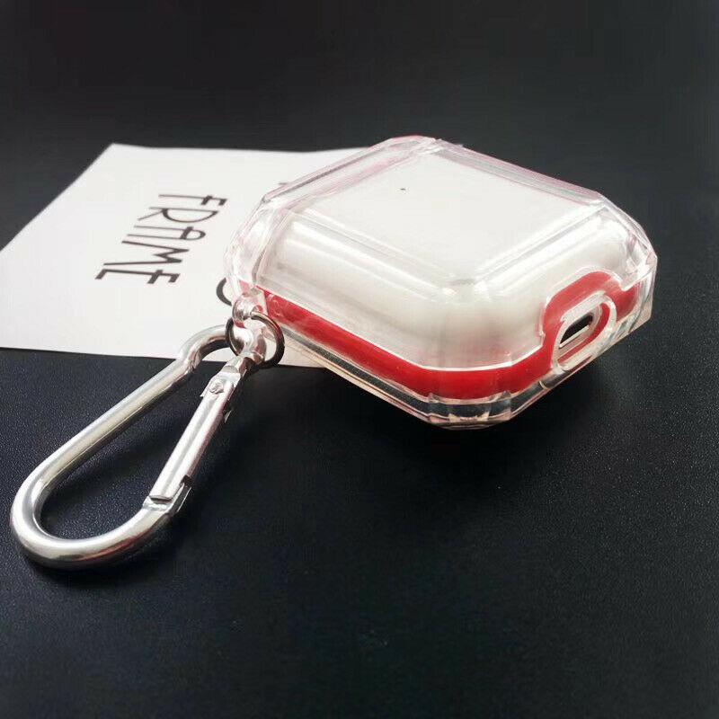 AirPods Clear Protective Case Cover Transparent For Airpod Charging Case 1/2 Gen i-mobix Red 2nd Gen 