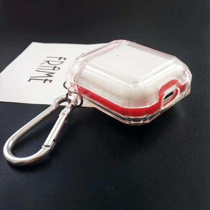 AirPods Clear Protective Case Cover Transparent For Airpod Charging Case 1/2 Gen i-mobix Red 