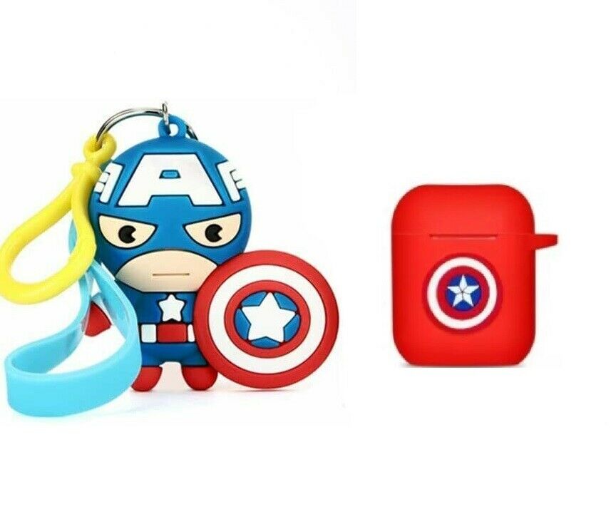 AirPods Cute 3D Cartoon with Toys Keychain For Apple Airpods 1 / 2 🔥 Airpods Cases AtlasCase Captain America 