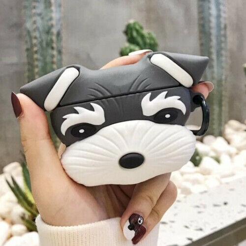 AirPods Pro Case 3D Cartoons and Novelties e*carat Gray Schnauzer 