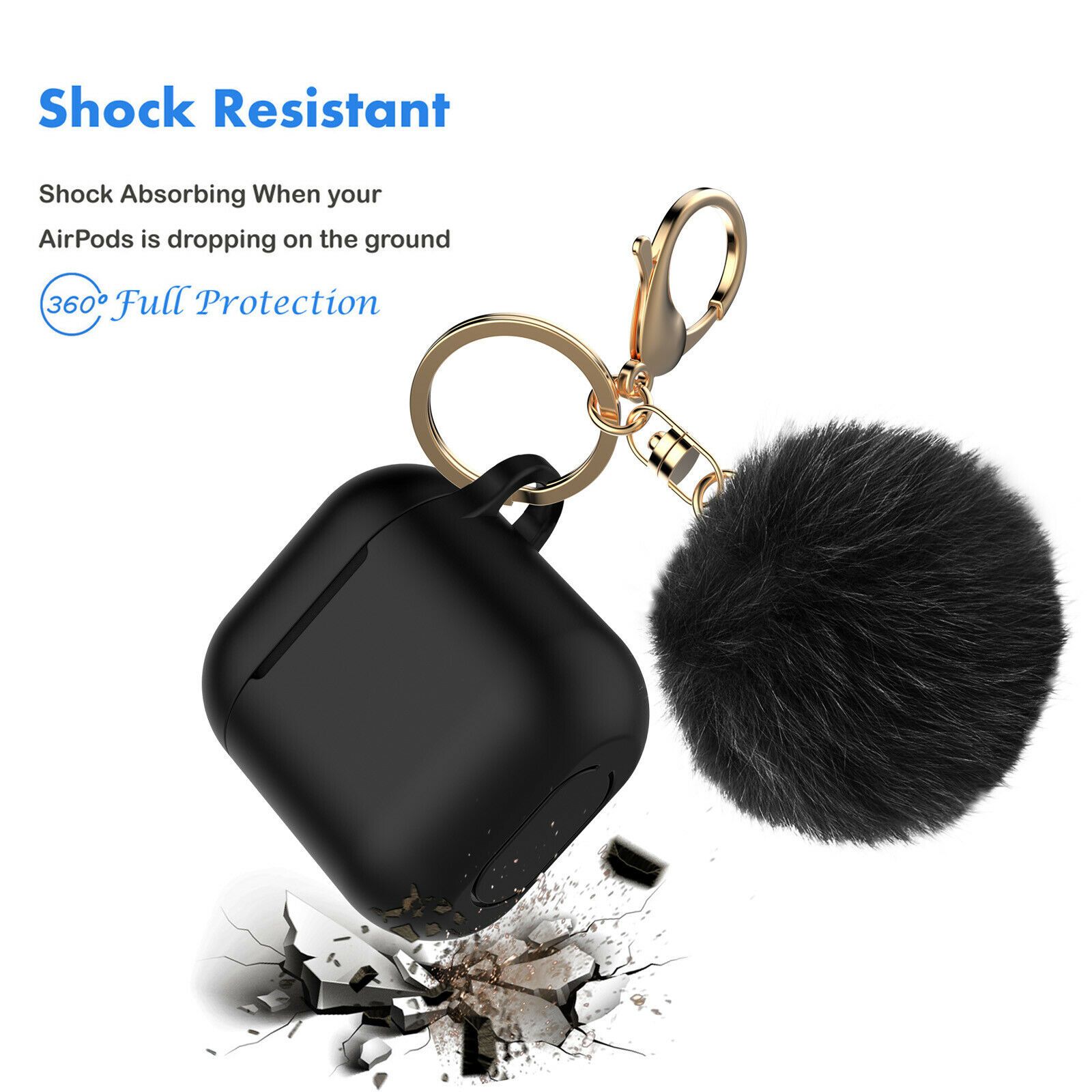 Airpods Silicone Charging Case Cover Fur Ball Keychain For Apple AirPods 1/2 Airpods Case hellotecusa 