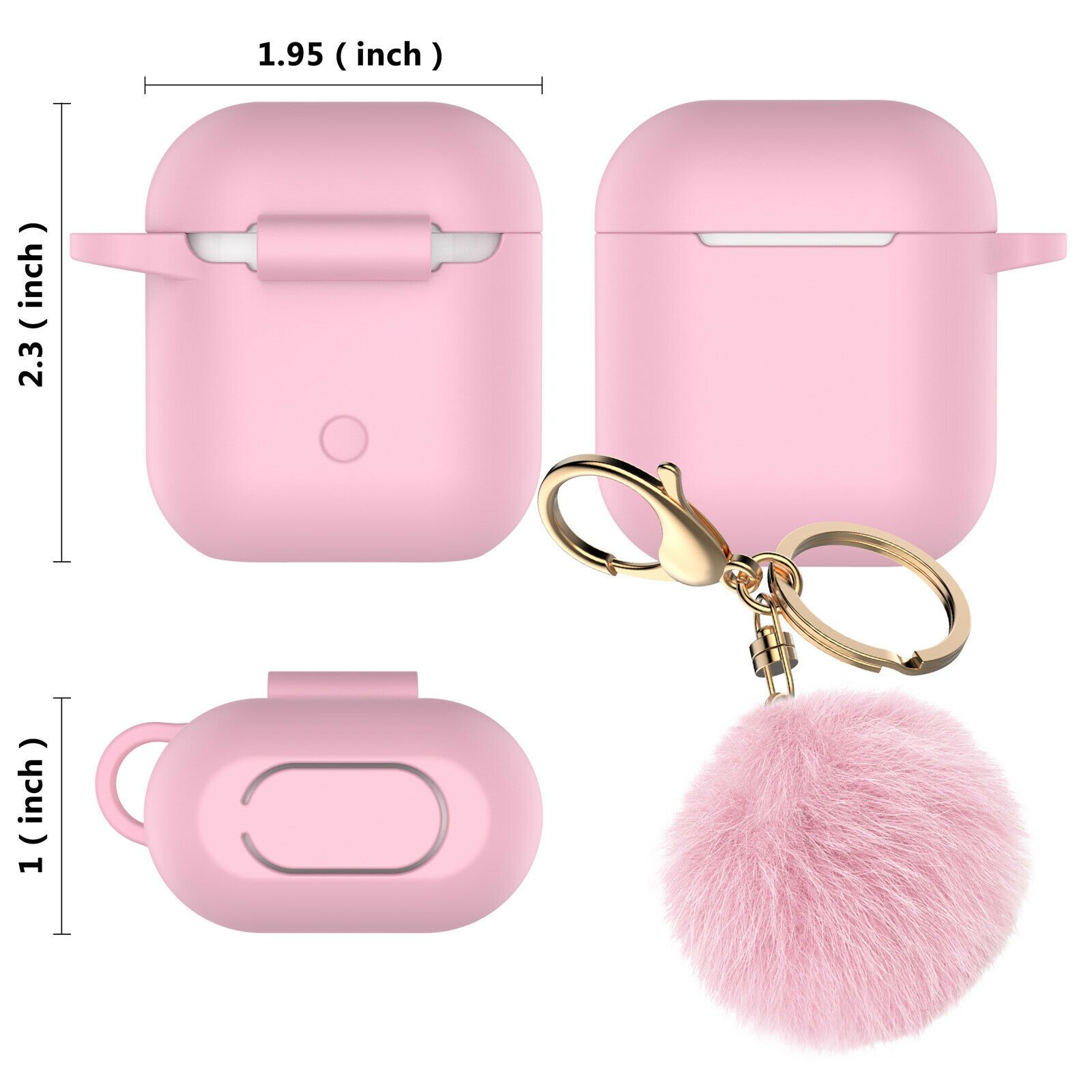 Airpods Silicone Charging Case Cover Fur Ball Keychain For Apple AirPods 1/2 Airpods Case hellotecusa 