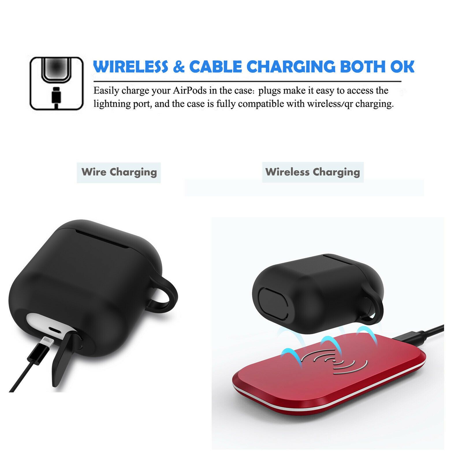 Airpods Silicone Charging Case Cover Fur Ball Keychain For Apple AirPods 1/2 Airpods Case hellotecusa 