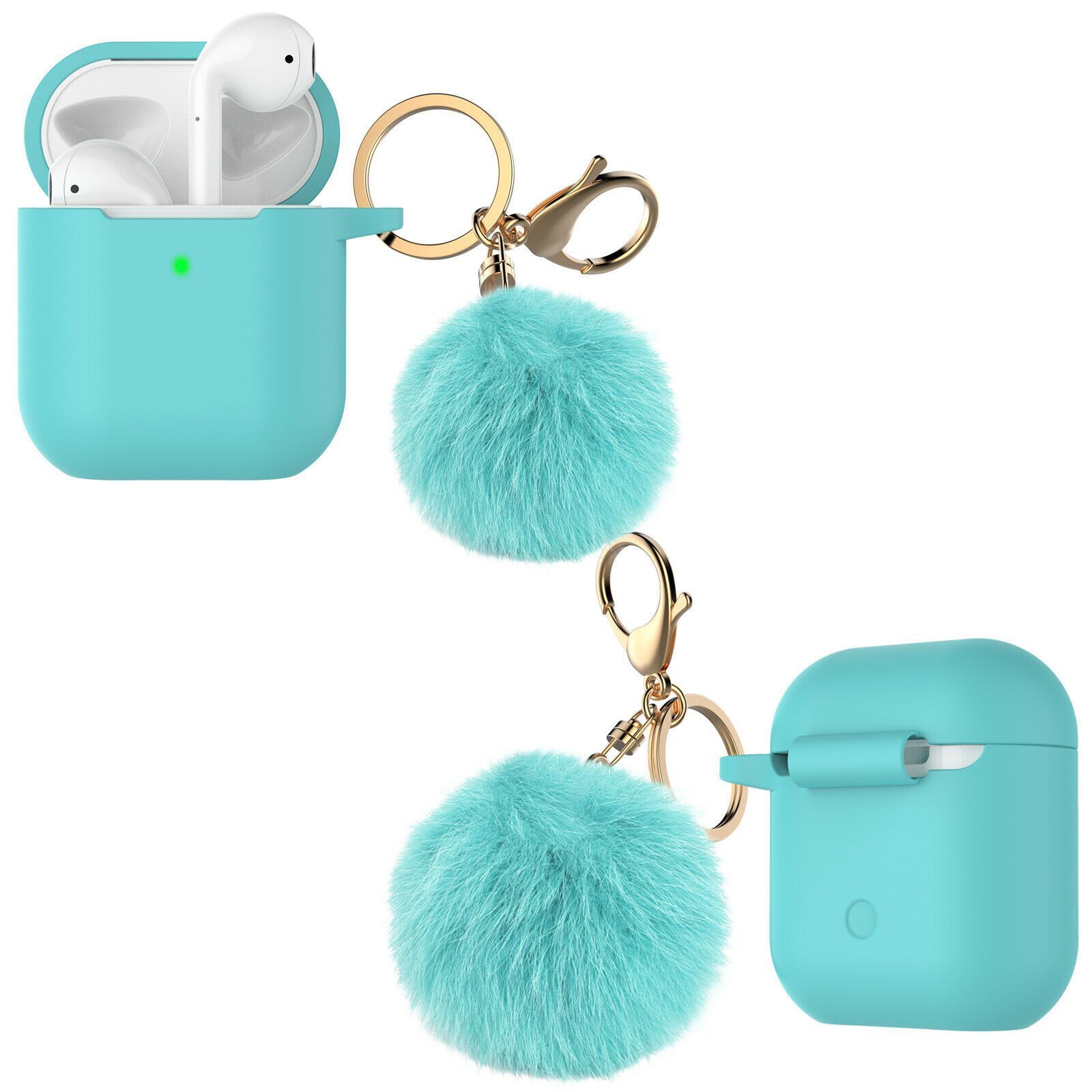 Airpods Silicone Charging Case Cover Fur Ball Keychain For Apple AirPods 1/2 Airpods Case hellotecusa 