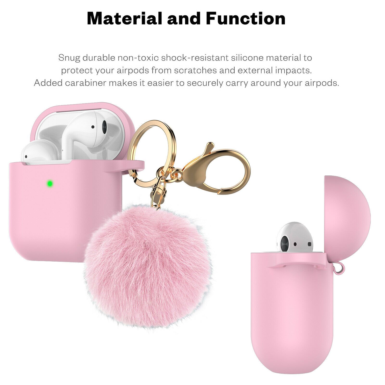 Airpods Silicone Charging Case Cover Fur Ball Keychain For Apple AirPods 1/2 Airpods Case hellotecusa 