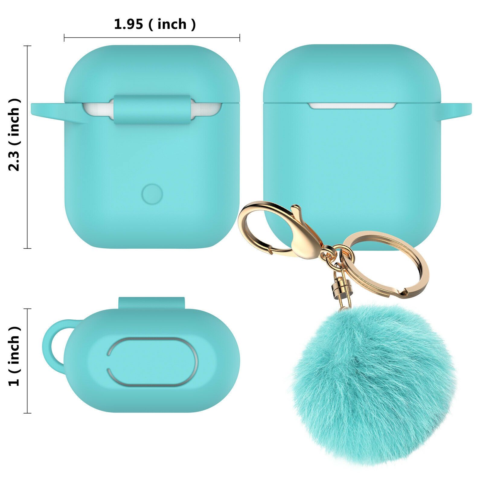 Airpods Silicone Charging Case Cover Fur Ball Keychain For Apple AirPods 1/2 Airpods Case hellotecusa 