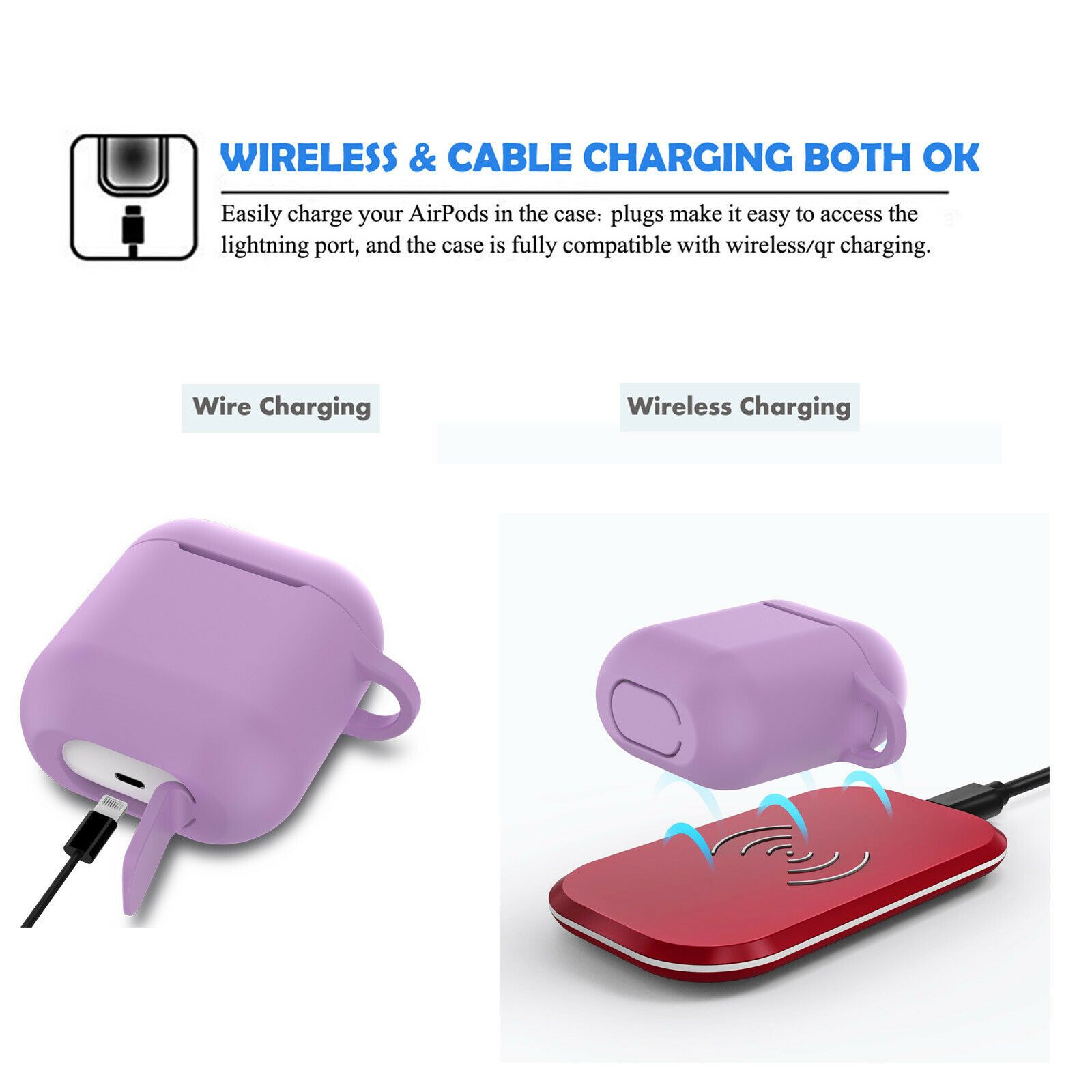Airpods Silicone Charging Case Cover Fur Ball Keychain For Apple AirPods 1/2 Airpods Case hellotecusa 