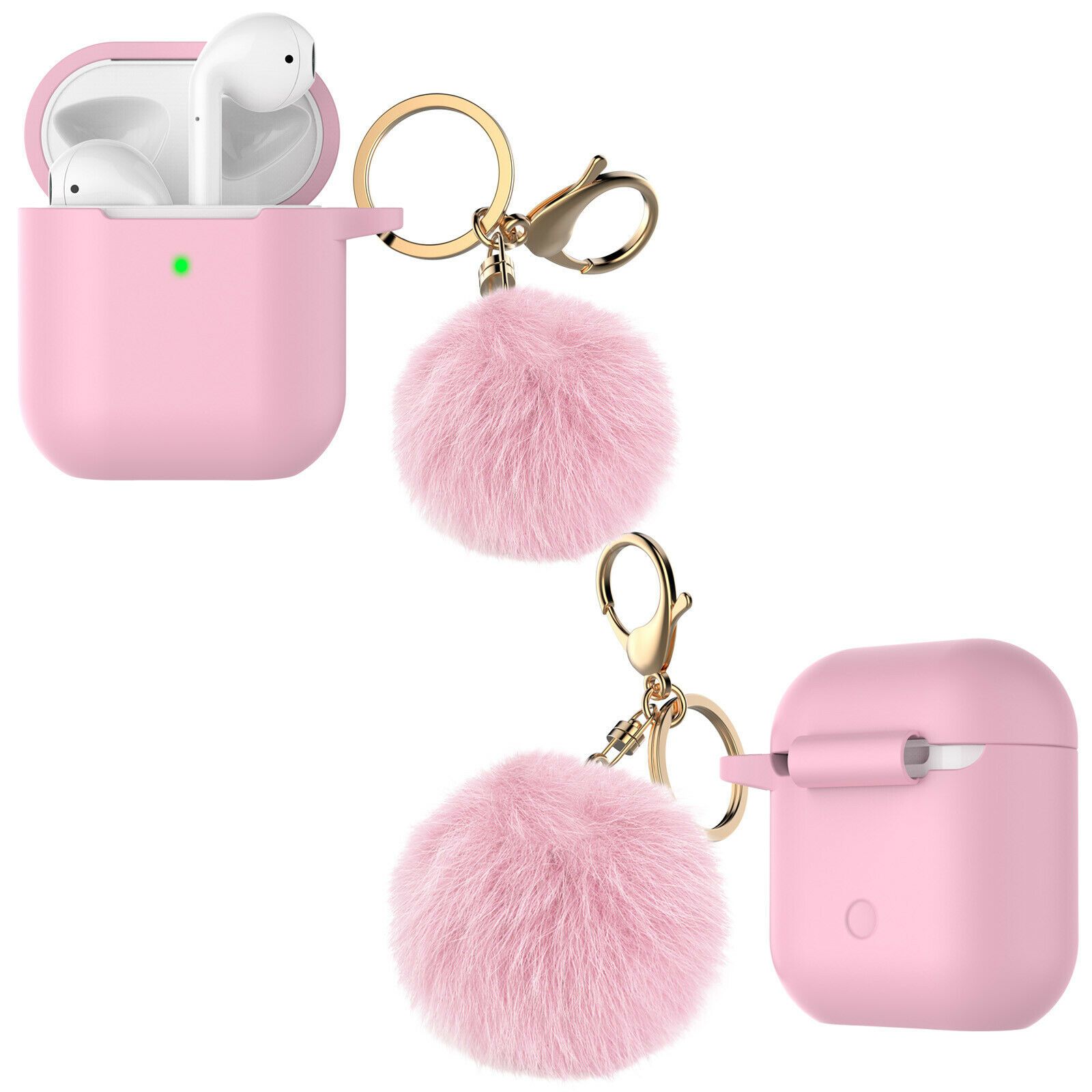 Airpods Silicone Charging Case Cover Fur Ball Keychain For Apple AirPods 1/2 Airpods Case hellotecusa 