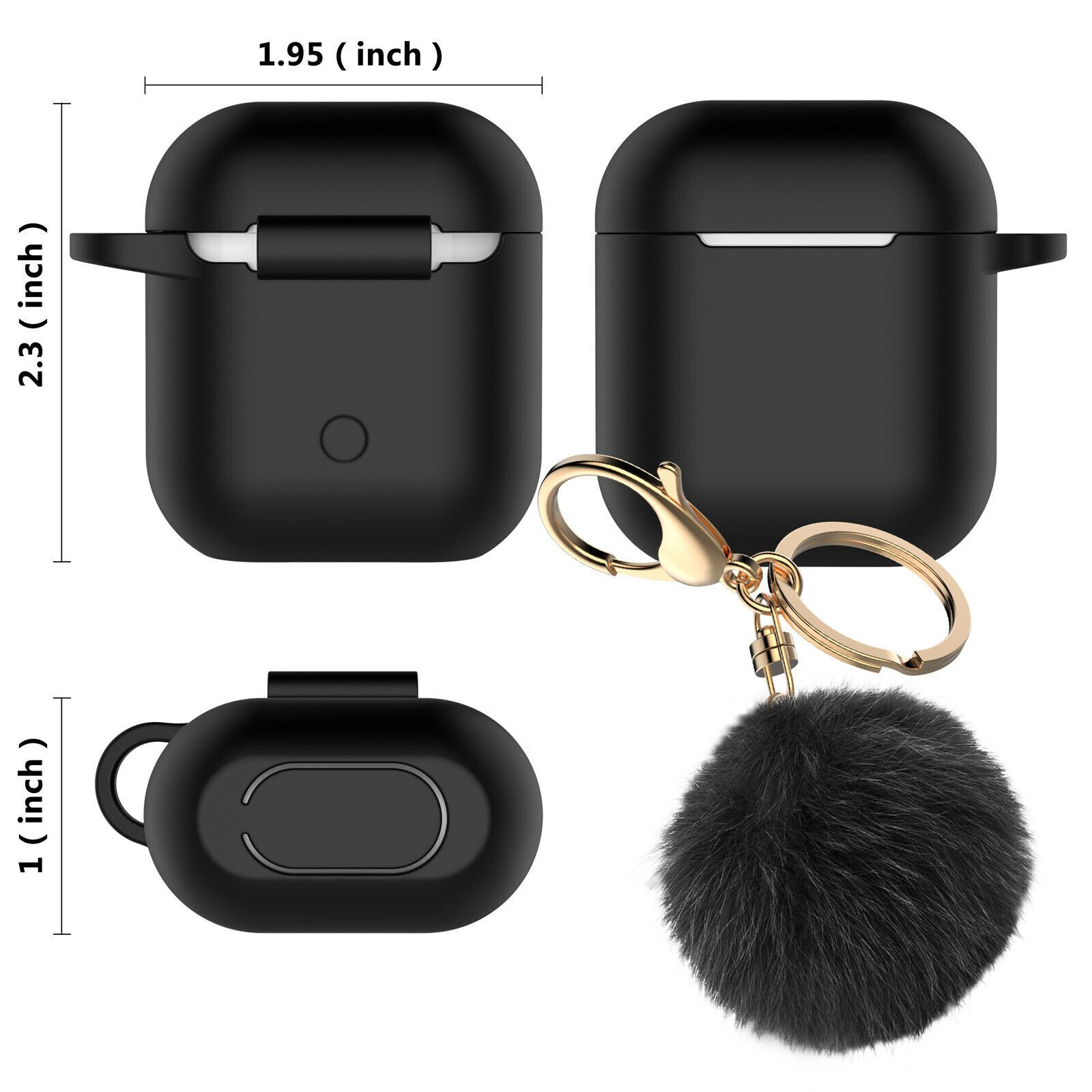 Airpods Silicone Charging Case Cover Fur Ball Keychain For Apple AirPods 1/2 Airpods Case hellotecusa 
