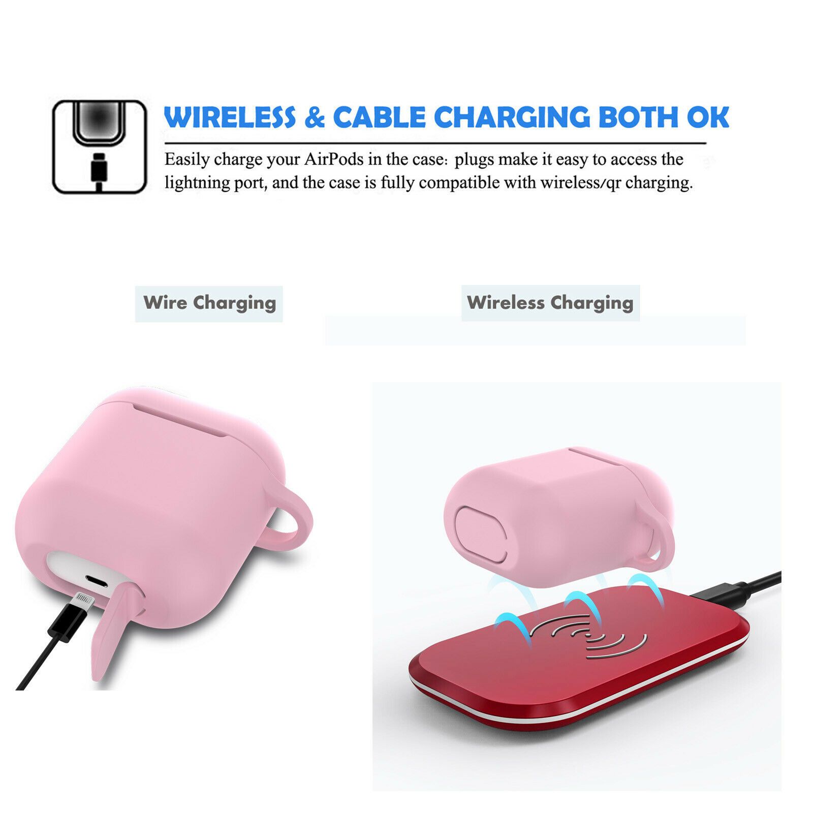 Airpods Silicone Charging Case Cover Fur Ball Keychain For Apple AirPods 1/2 Airpods Case hellotecusa 