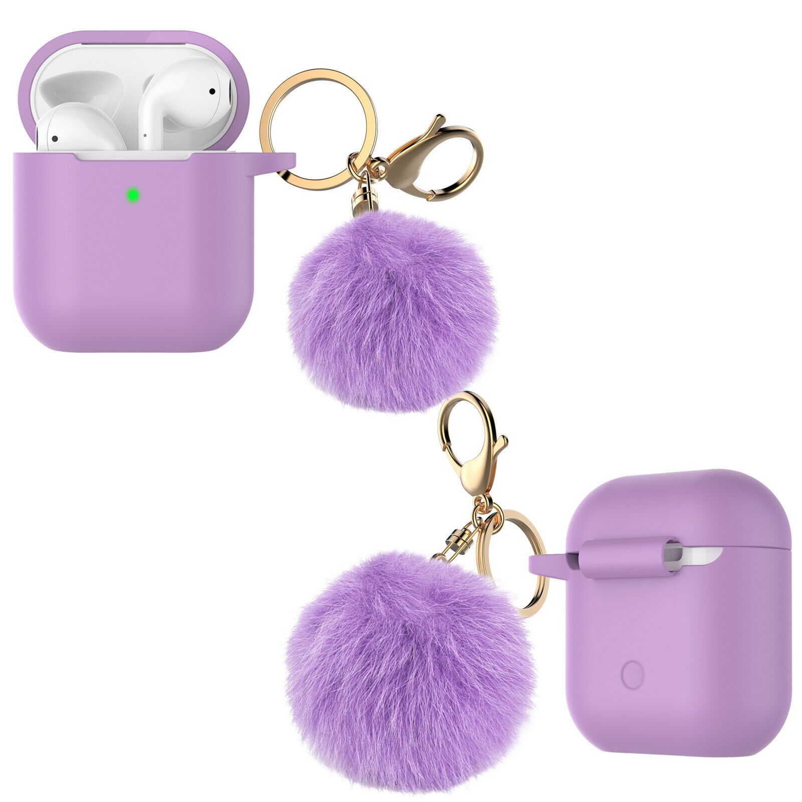 Airpods Silicone Charging Case Cover Fur Ball Keychain For Apple AirPods 1/2 Airpods Case hellotecusa 