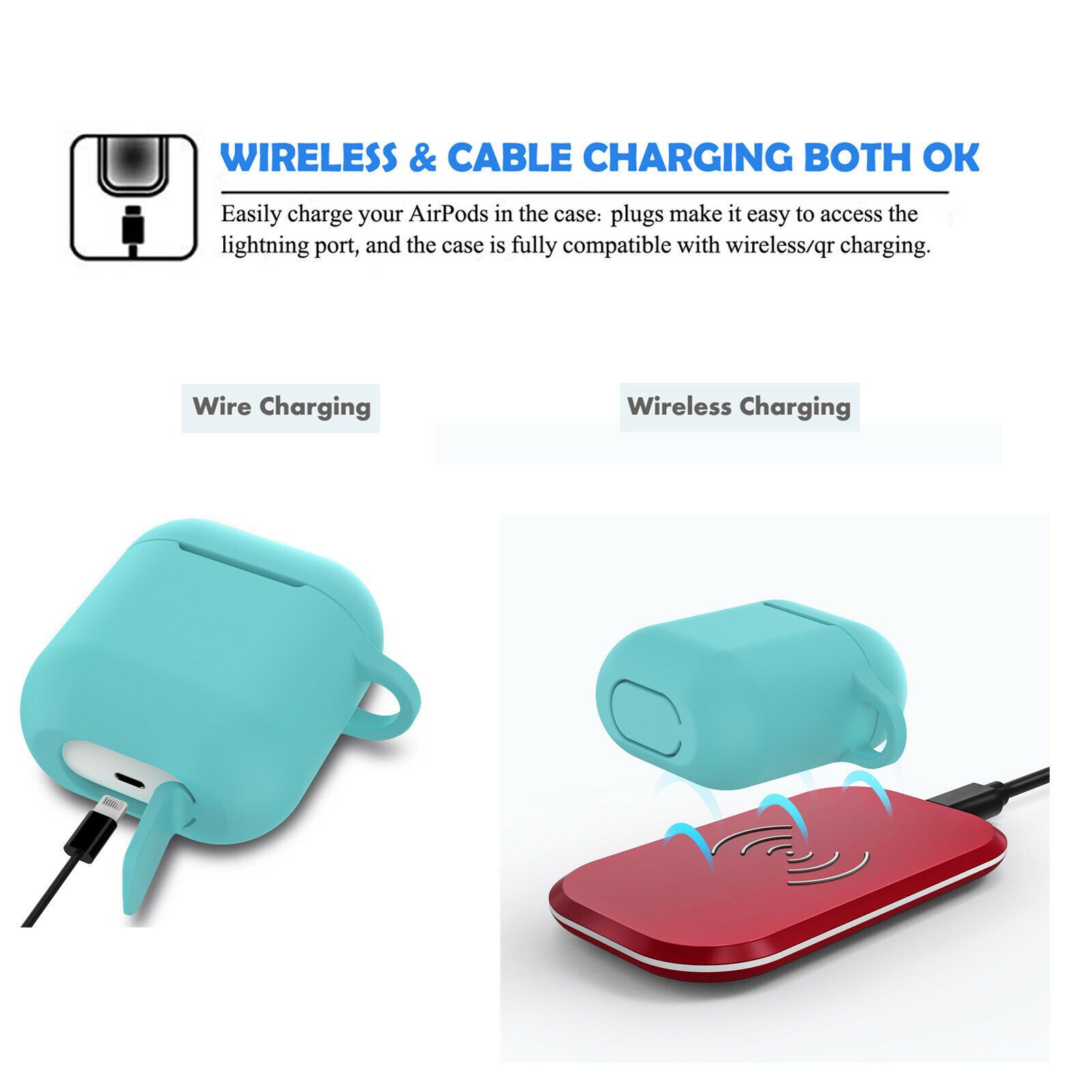 Airpods Silicone Charging Case Cover Fur Ball Keychain For Apple AirPods 1/2 Airpods Case hellotecusa 