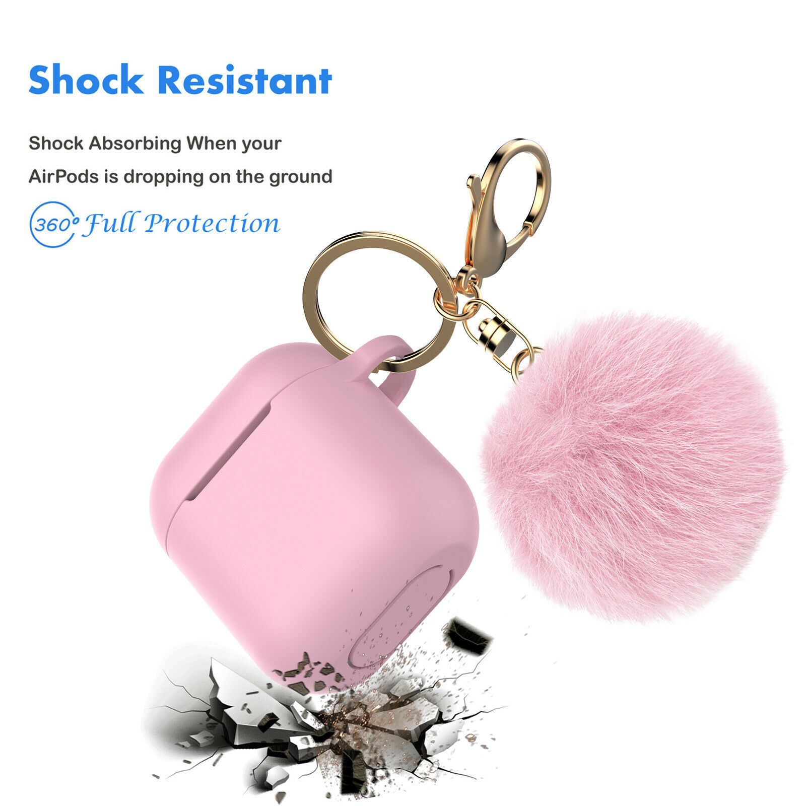 Airpods Silicone Charging Case Cover Fur Ball Keychain For Apple AirPods 1/2 Airpods Case hellotecusa 