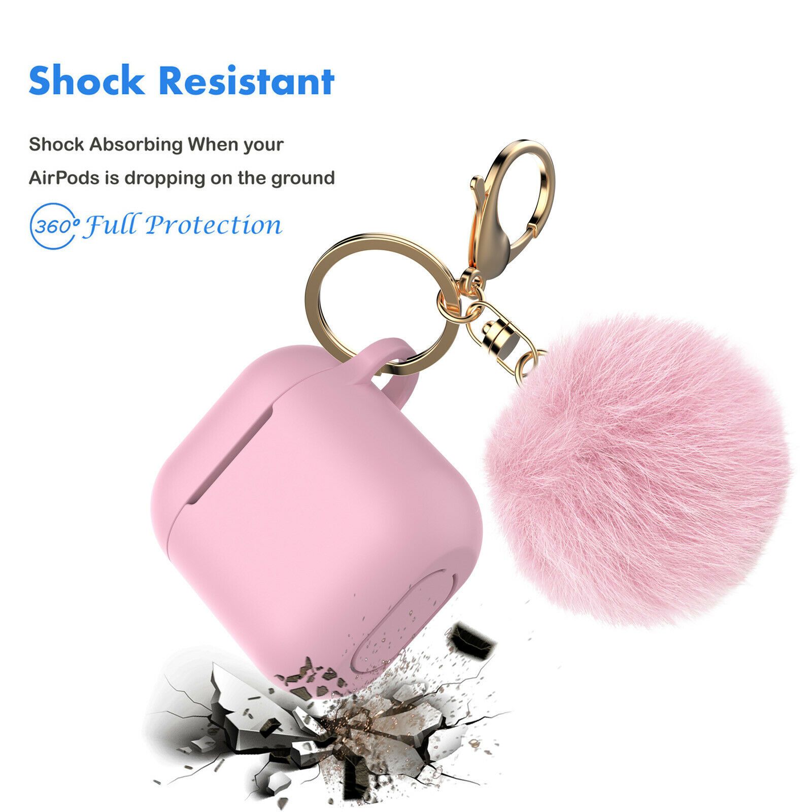 Airpods Silicone Charging Case Cover Fur Ball Keychain For Apple AirPods 1/2 Airpods Case hellotecusa 