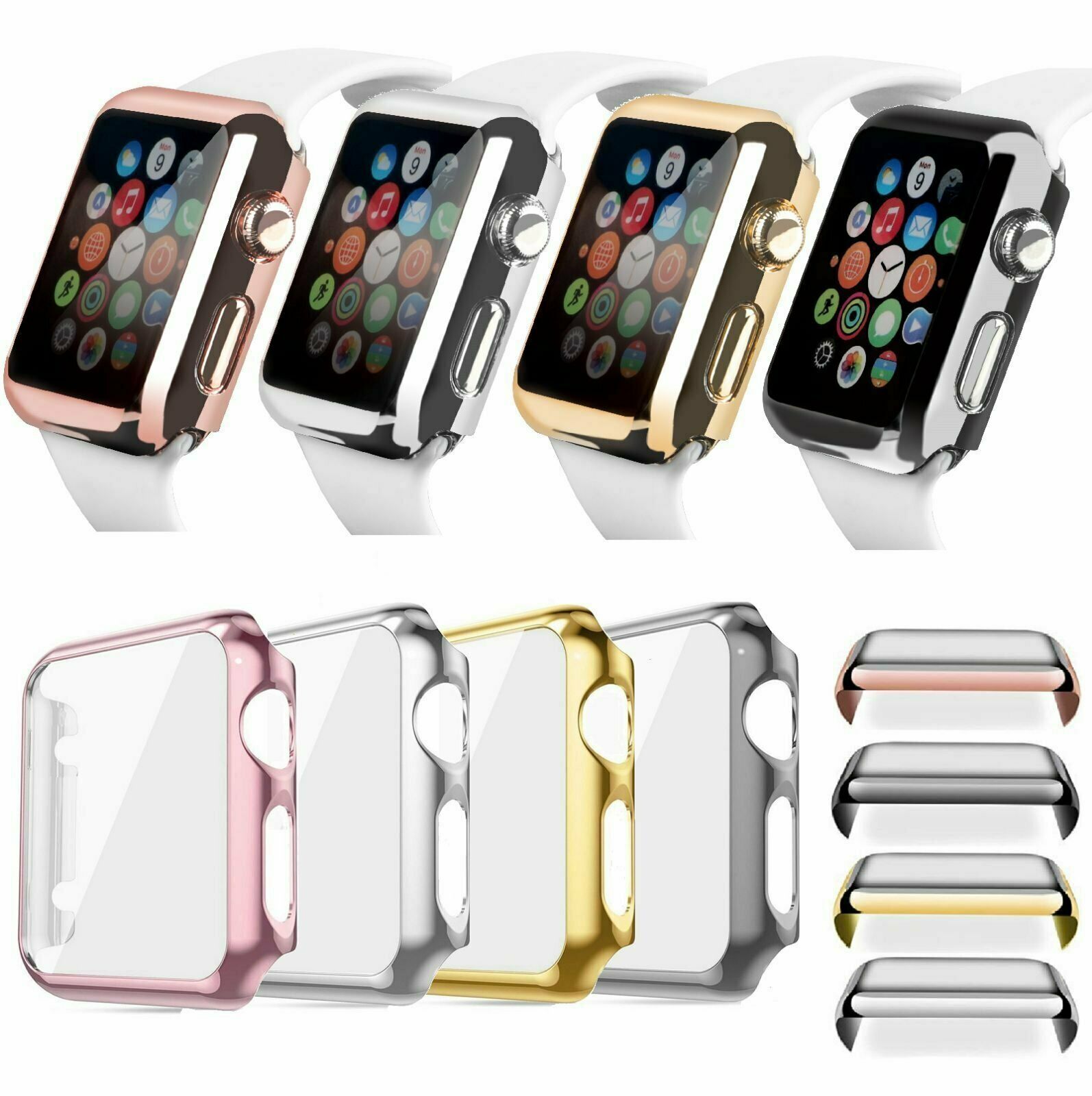 Apple Watch 2 3 4 38 42MM 40 44MM Full Cover Snap On Case Screen Protector lilyann76lilyann76 