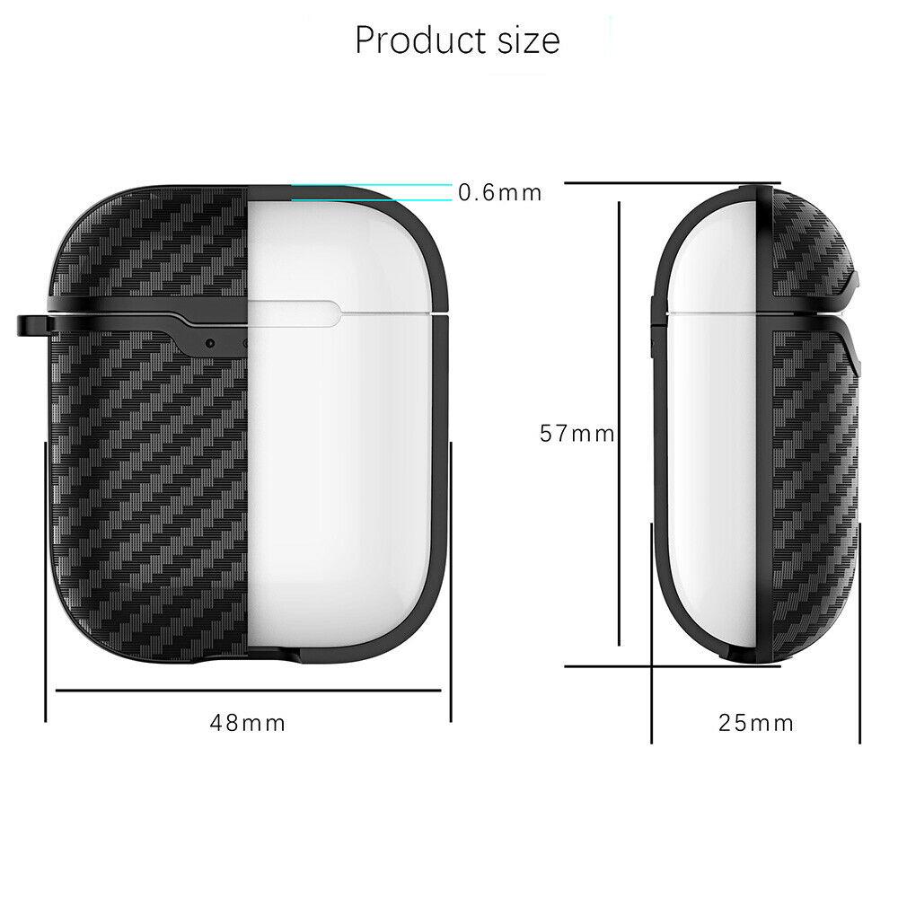 Carbon Fiber Texture Case Cover + Keychain Protective Skin for Airpods 1 2nd Gen carrie_d 