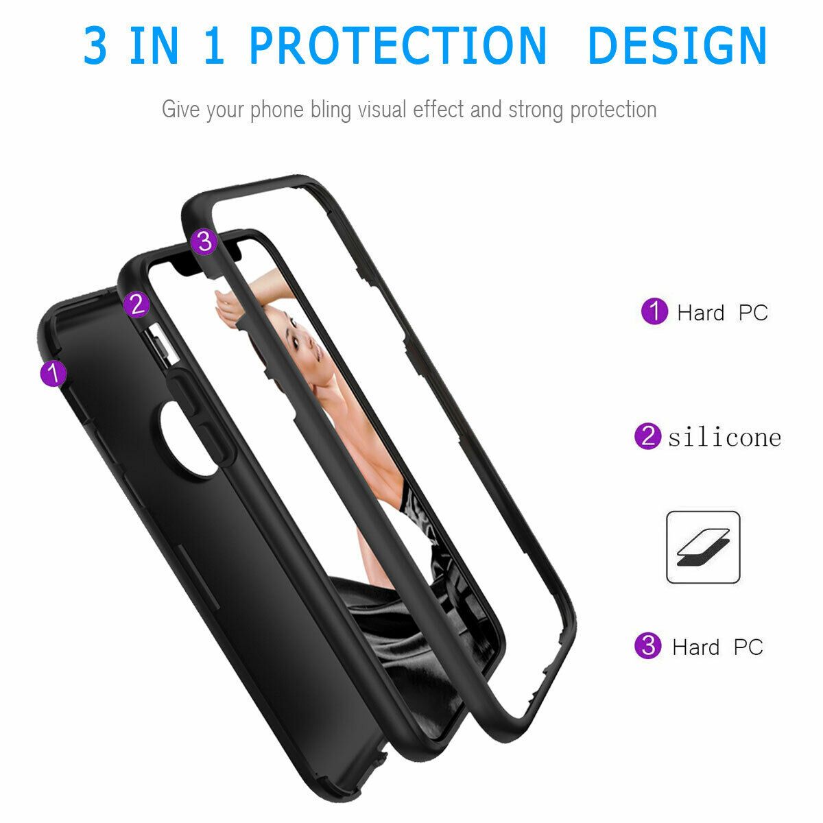 Case For iPhone X Xr XS Max 6 7 8 Plus Shockproof 360 Full Body Cover Protective detsarah 