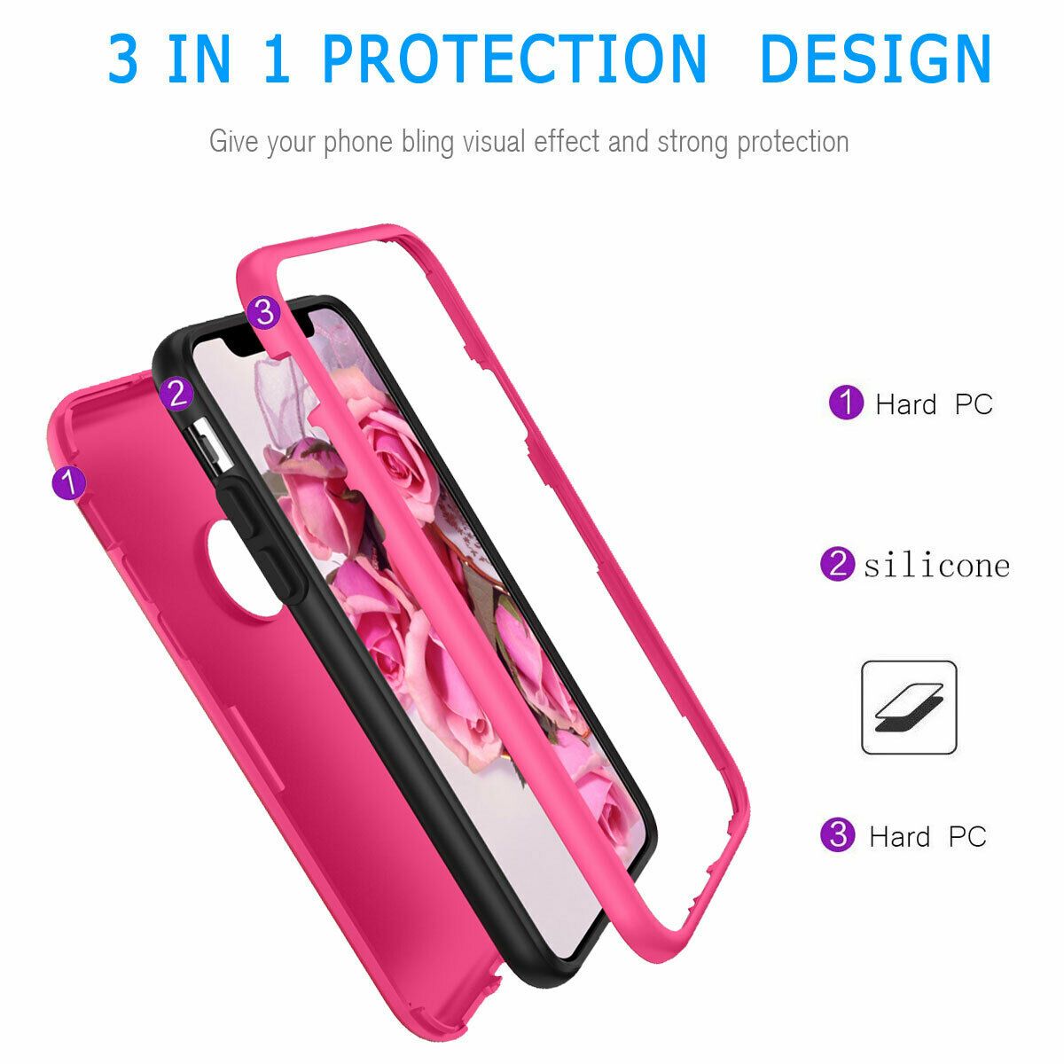 Case For iPhone X Xr XS Max 6 7 8 Plus Shockproof 360 Full Body Cover Protective detsarah 