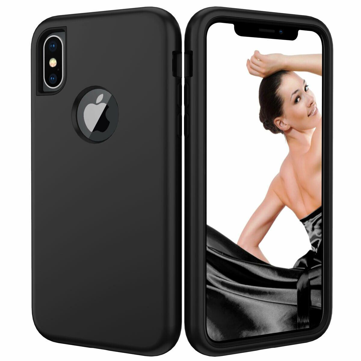 Case For iPhone X Xr XS Max 6 7 8 Plus Shockproof 360 Full Body Cover Protective detsarah Black For iPhone Xs Max 
