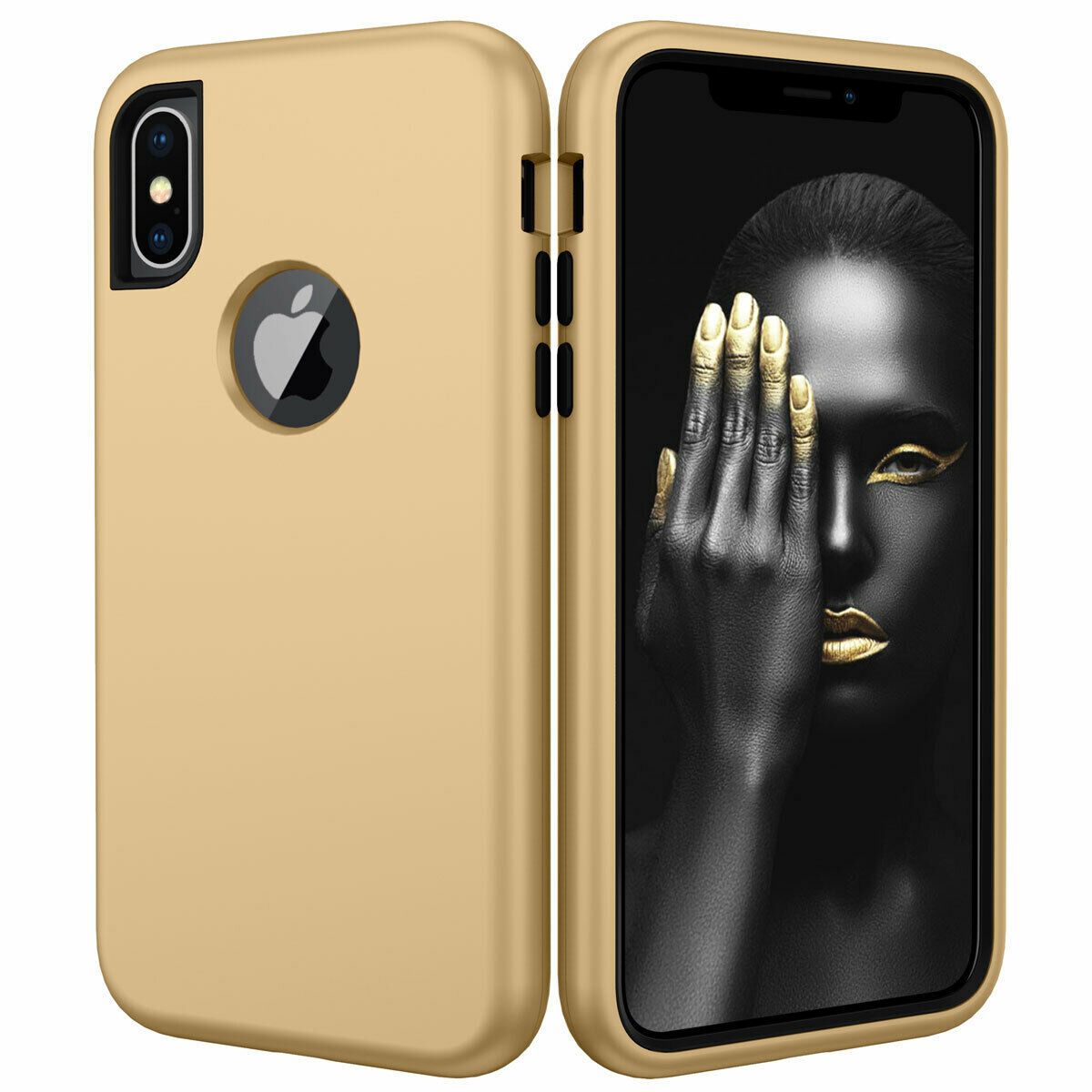Case For iPhone X Xr XS Max 6 7 8 Plus Shockproof 360 Full Body Cover Protective detsarah Gold For iPhone Xs Max 