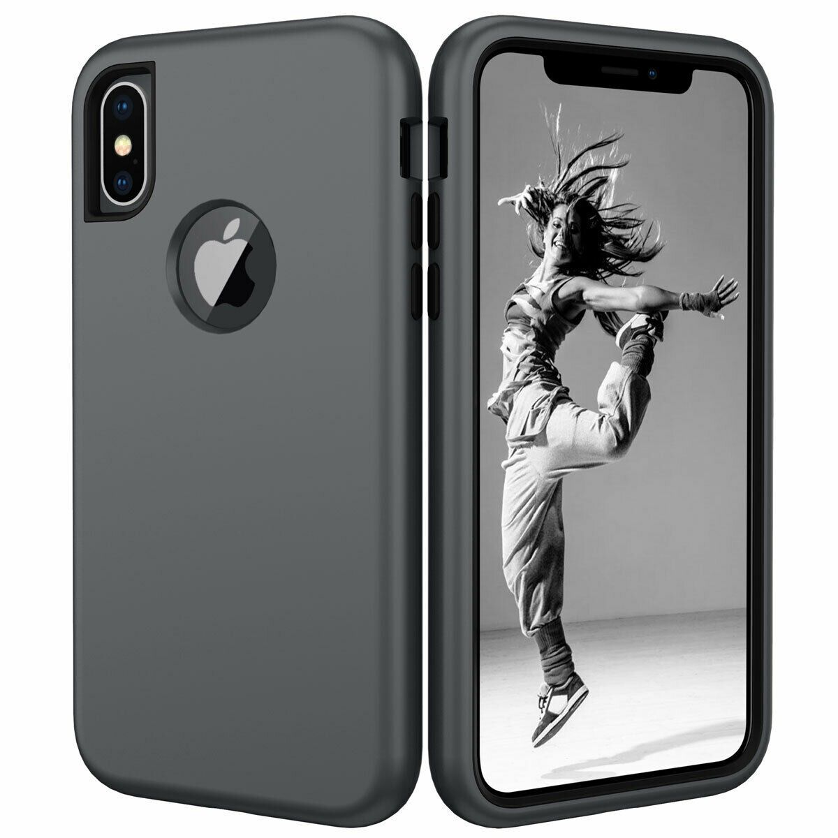 Case For iPhone X Xr XS Max 6 7 8 Plus Shockproof 360 Full Body Cover Protective detsarah Gray For iPhone Xs Max 