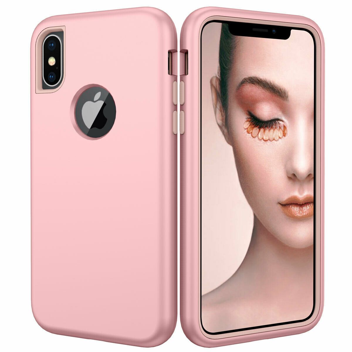 Case For iPhone X Xr XS Max 6 7 8 Plus Shockproof 360 Full Body Cover Protective detsarah Pink For iPhone Xs Max 