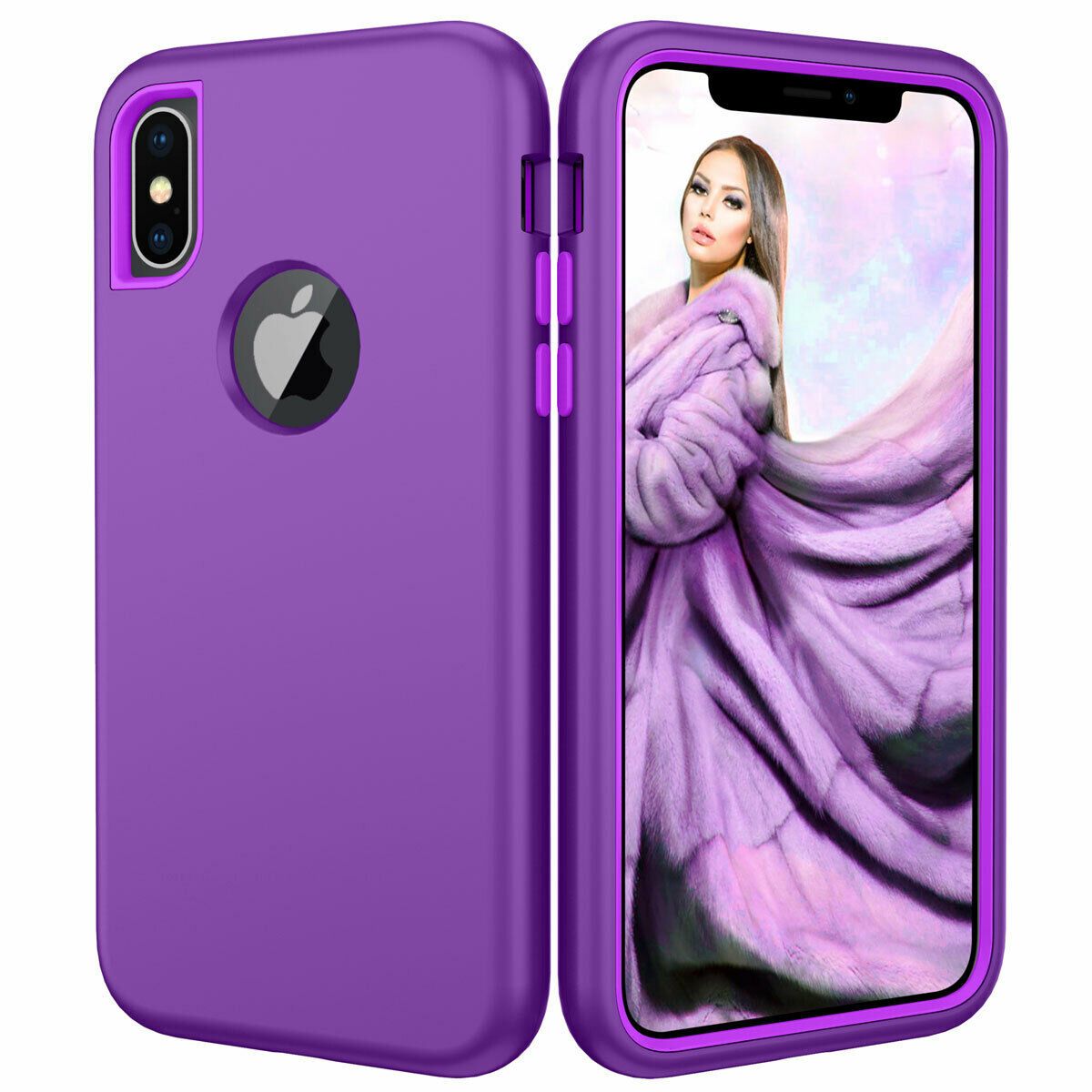 Case For iPhone X Xr XS Max 6 7 8 Plus Shockproof 360 Full Body Cover Protective detsarah Purple For iPhone Xs Max 