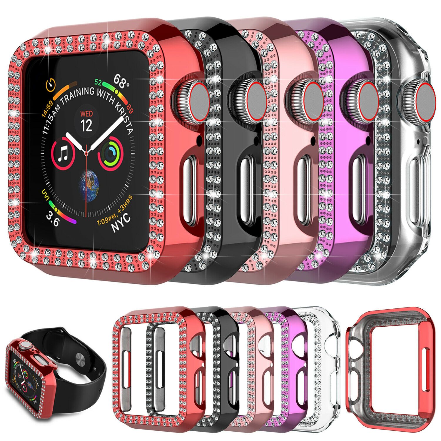 Crystal Diamond Protector Case Cover for Apple Watch 38/40/42/44 mm Series 5/4/3 ebizware 