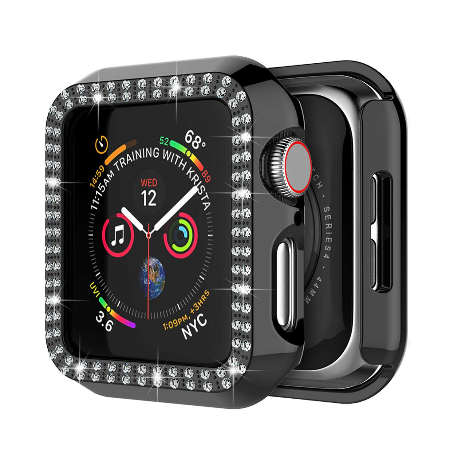 Crystal Diamond Protector Case Cover for Apple Watch 38/40/42/44 mm Series 5/4/3 ebizware Black 38mm (Series 3/2/1) 