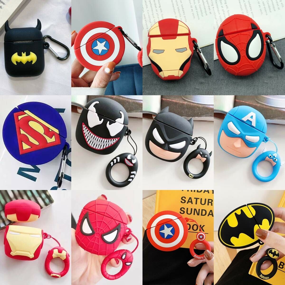 Cute Super Hero Cartoon Silicone Airpods Case Cover Skin For Apple Airpods 1/2 Airpods Case AtlasCase 